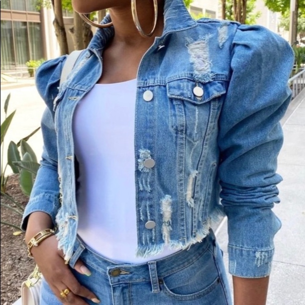 puff sleeve denim jacket